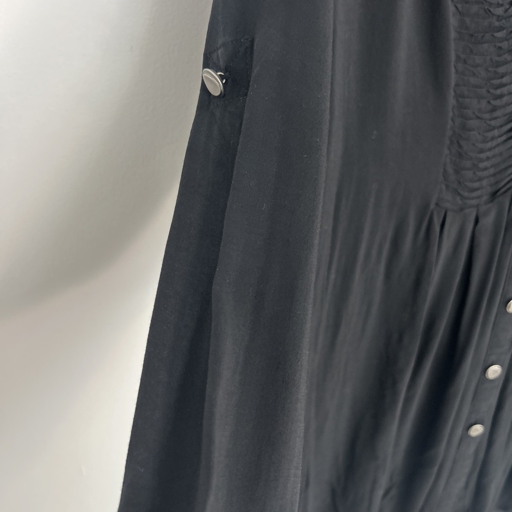 Spence Black Women's Medium Long Sleeve Button Down Lightweight Blouse - Picture 5 of 11